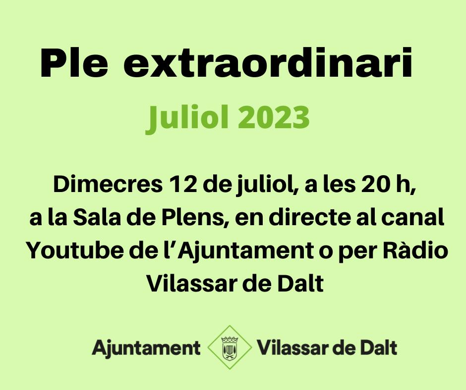 Ple extraordinari del mes de juliol de 2023