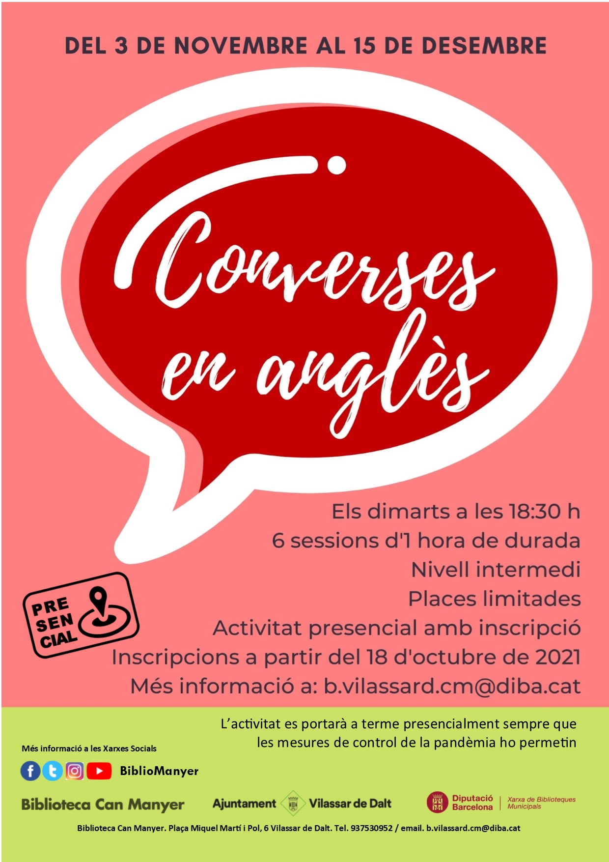 Converses en angl&egrave;s. Obertura d'inscripcions
