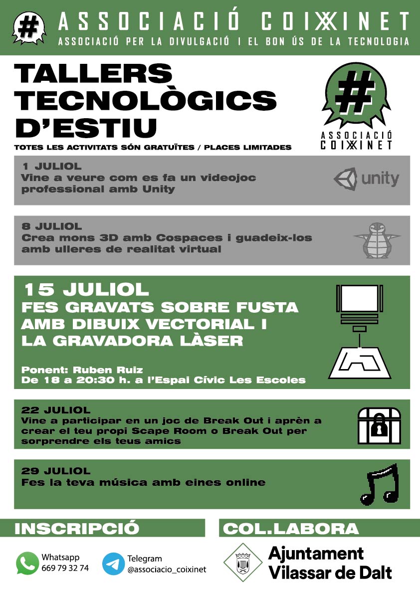 Tallers tecnològics d'estiu: gravats sobre fusta