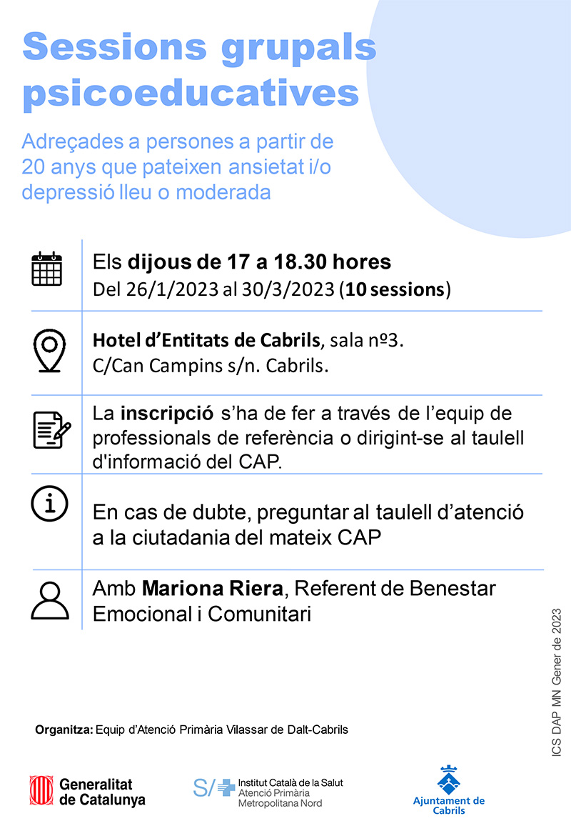 Sessions grupals psicoeducatives