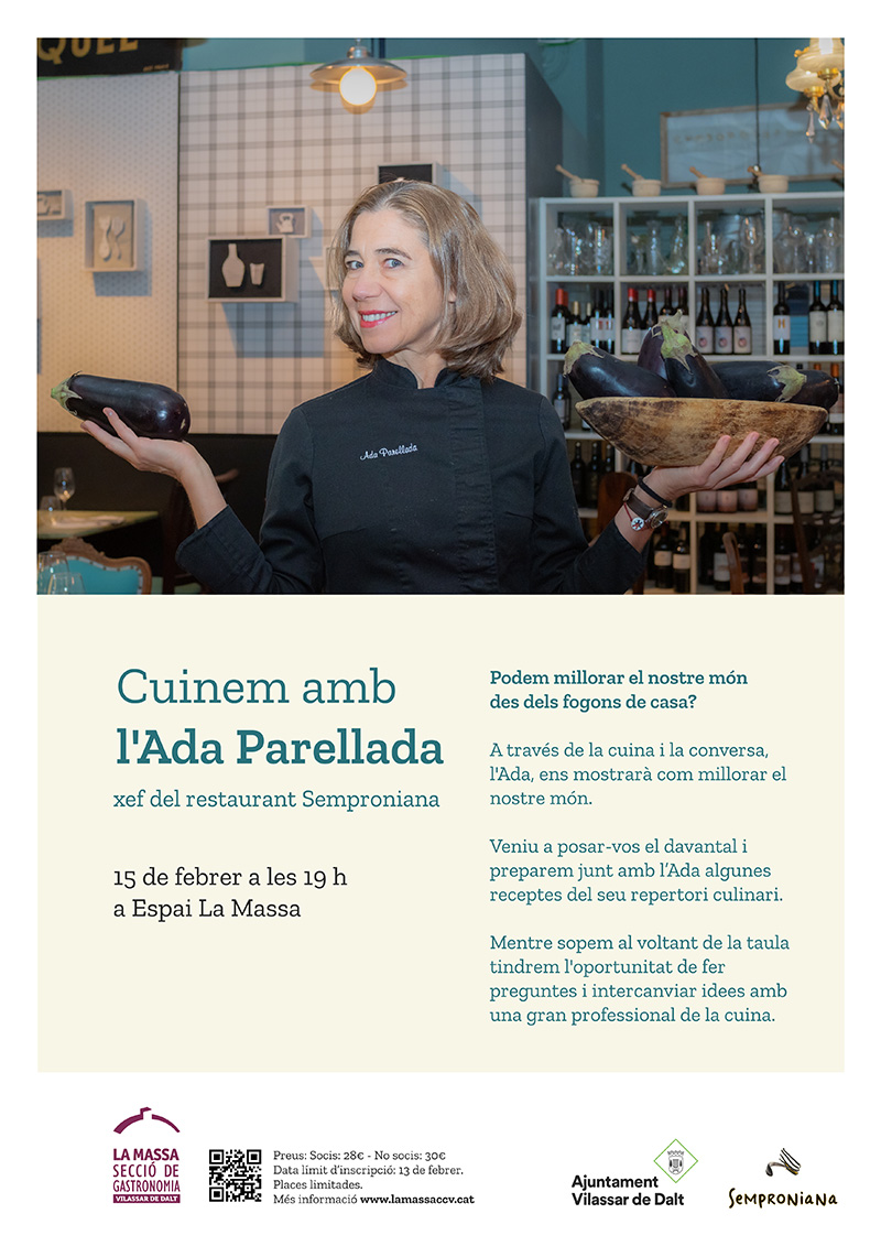 INSCRIPCIONS EXHAURIDES! Cuinem amb l'Ada Parellada