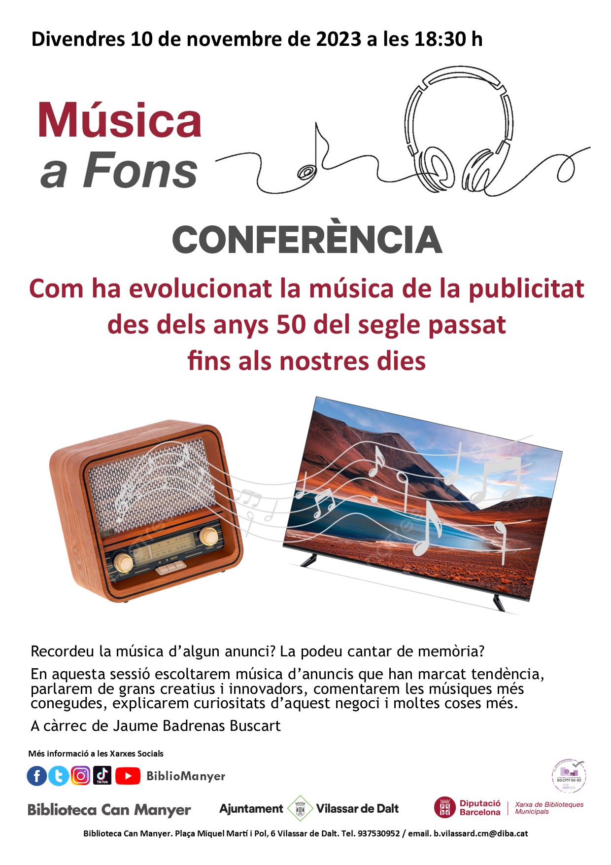 Conferència: 'Com ha evolucionat la música de la publicitat des dels anys 50 del segle passat fins als nostres dies'