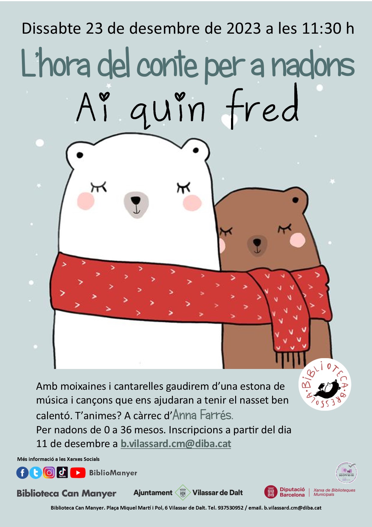 Hora del conte per a nadons: 'Ai quin fred'