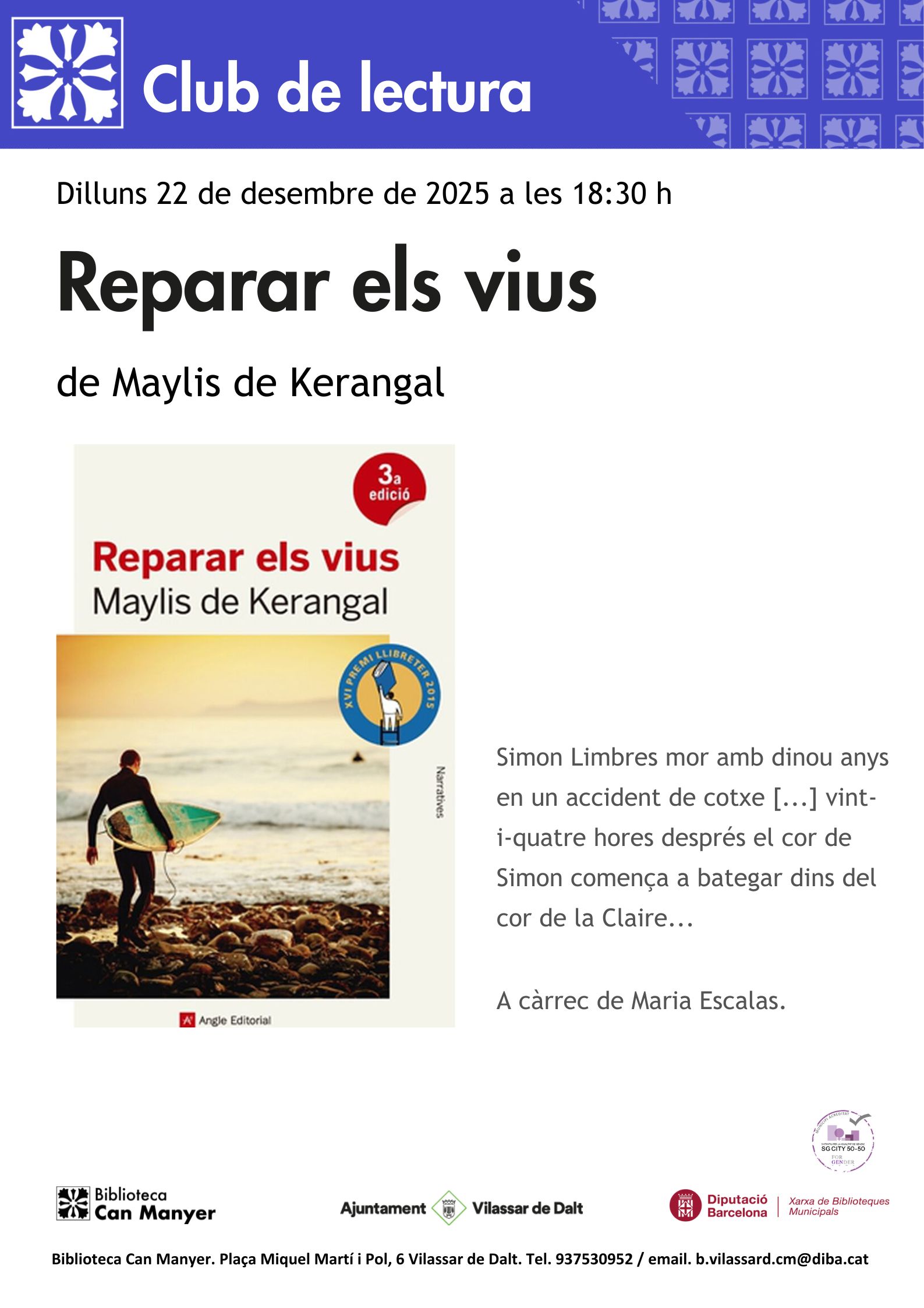 Club de lectura: 'Reparar els vius'