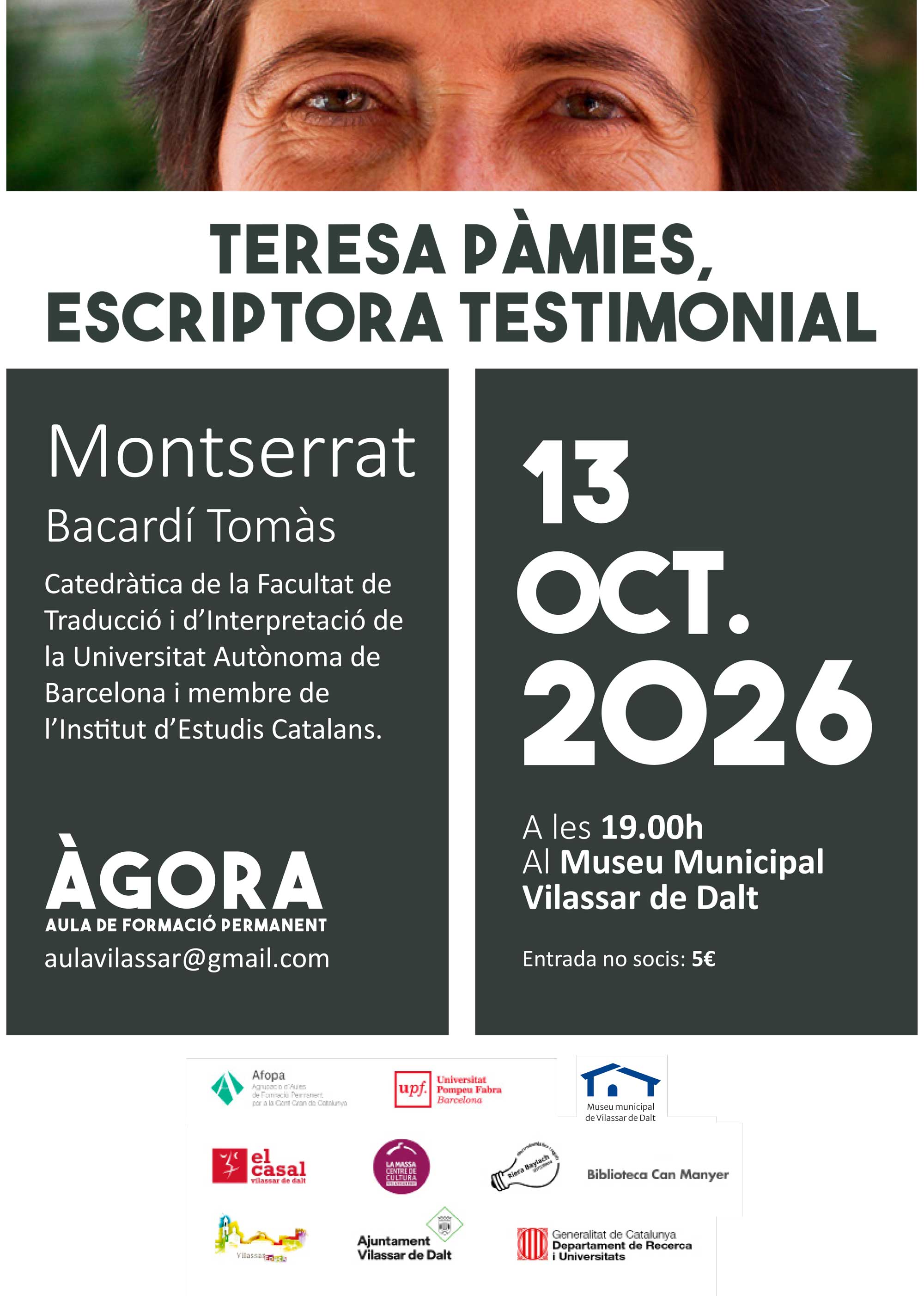 �?gora Vilassar: 'Teresa Pàmies, escriptora testimonial'