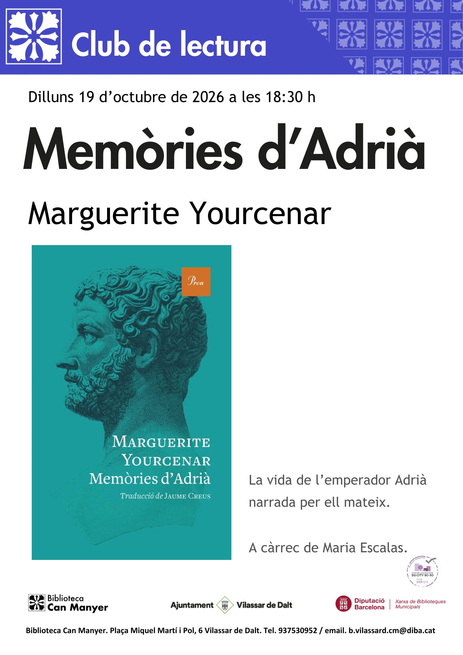 Club de lectura: 'Mem&ograve;ries d'Adri&agrave;'