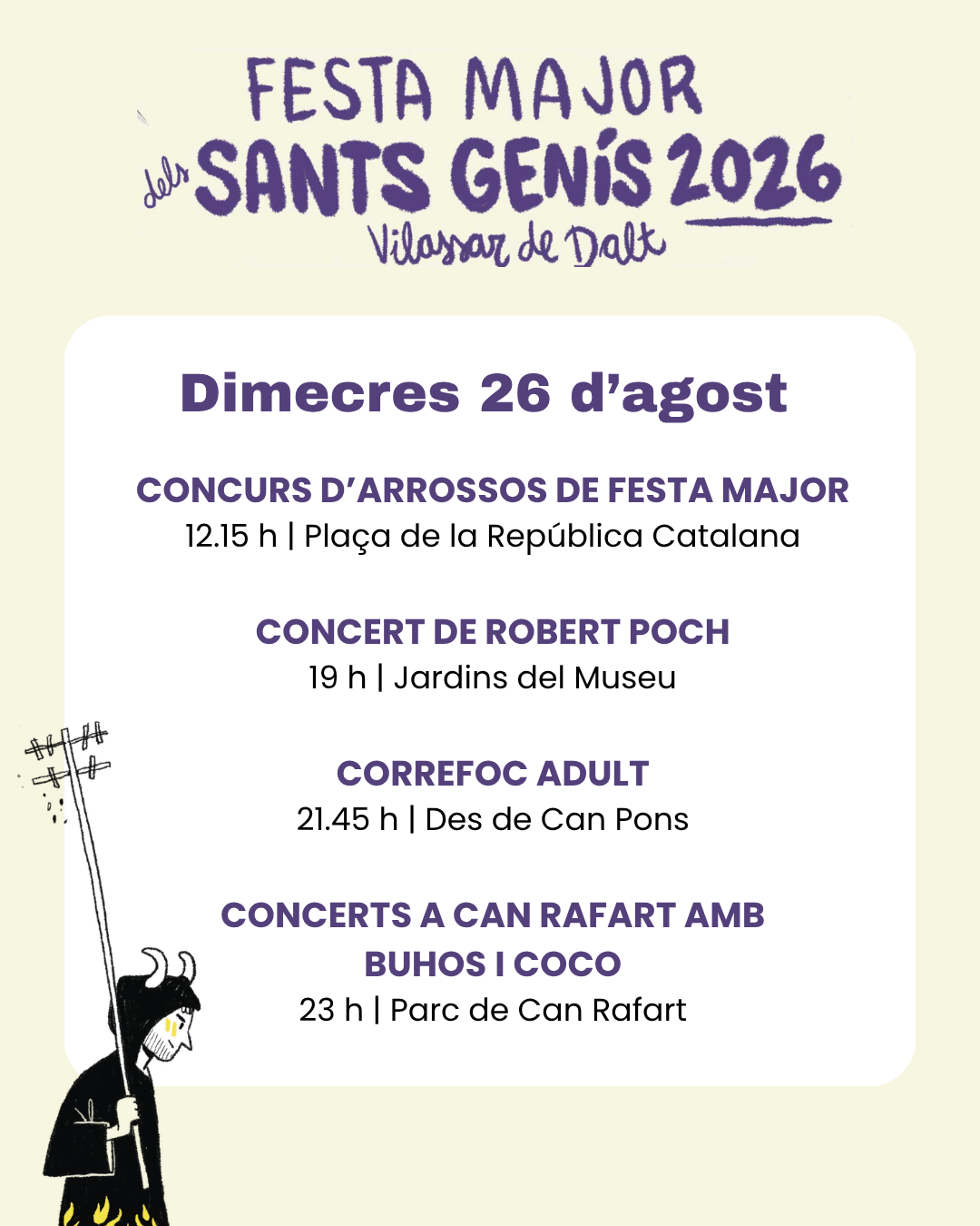 Sants Gen&iacute;s 26: dimecres 26 d'agost