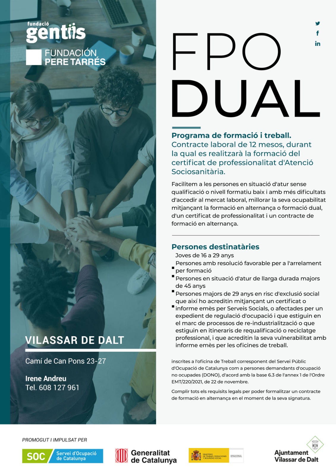 Vilassar acollirà un programa de formació dual d'Atenció sociosanitària